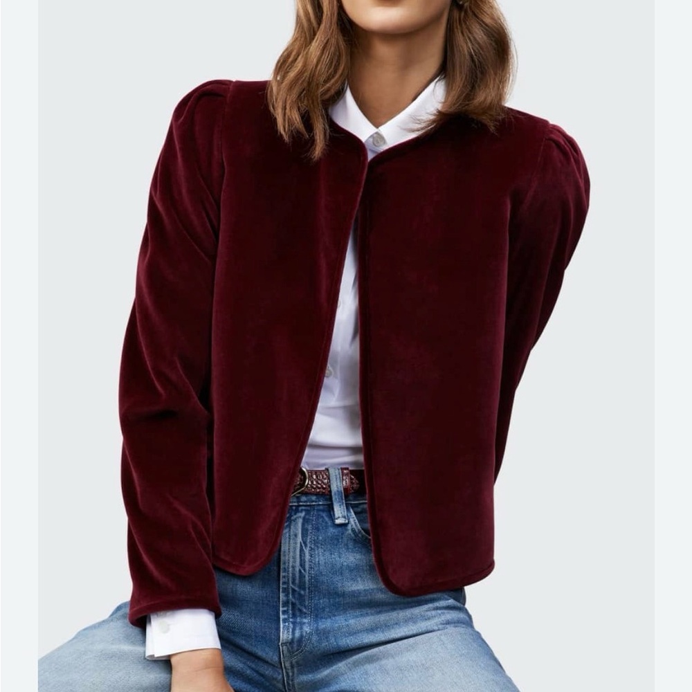 Lafayette 148 New York Velvet Open-Front Jacket in Vino, sz 2X, NWT